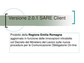 Versione 2.0.1 SARE Client