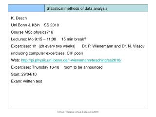 Statistical methods of data analysis