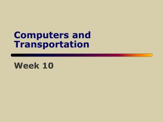 Computers and Transportation