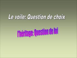 Le voile: Question de choix