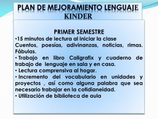 PLAN DE MEJORAMIENTO LENGUA JE kinder