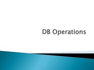 DB Operations