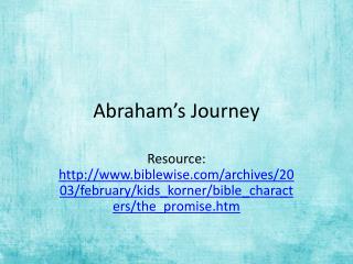 Abraham’s Journey