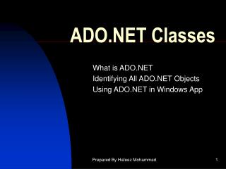 ADO.NET Classes