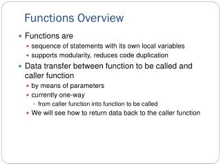 Functions Overview
