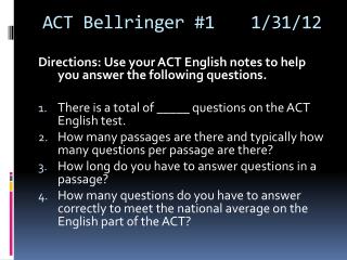 ACT Bellringer #1		1/31/12