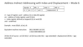 Address Indirect Addressing with Index and Displacement – Mode 6