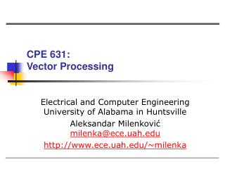 CPE 631: Vector Processing