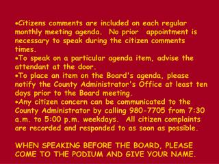 BOARD AGENDA		 		 Regular Meeting PULASKI COUNTY	 	Monday, November 23, 1998