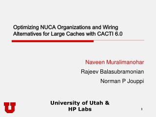 Optimizing NUCA Organizations and Wiring Alternatives for Large Caches with CACTI 6.0