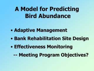 A Model for Predicting Bird Abundance