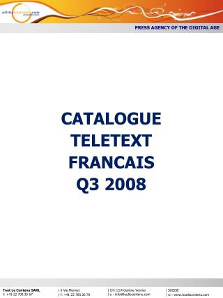 CATALOGUE TELETEXT FRANCAIS Q3 2008