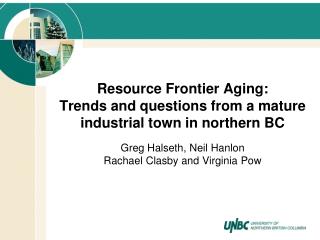 Resource Frontier Aging