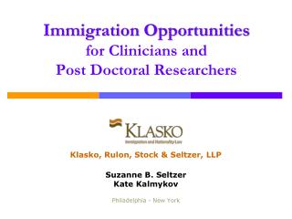 Immigration Opportunities for Clinicians and Post Doctoral Researchers