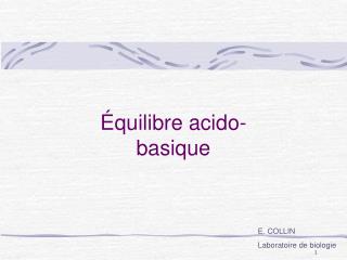 Équilibre acido-basique