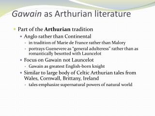 Gawain as Arthurian literature