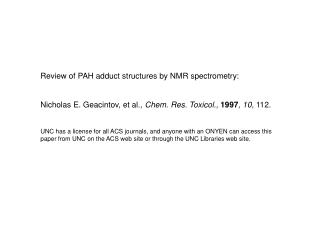 Review of PAH adduct structures by NMR spectrometry: