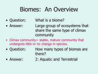 Biomes: An Overview