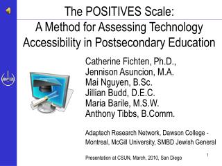 The POSITIVES Scale: A Method for Assessing Technology Accessibility in Postsecondary Education