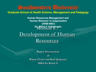 Module 6 : Development of Human Resources