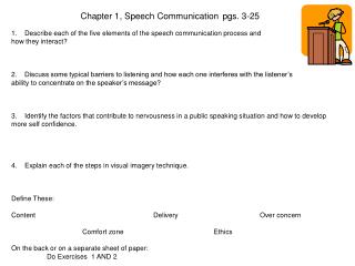 Chapter 1, Speech Communication	pgs. 3-25