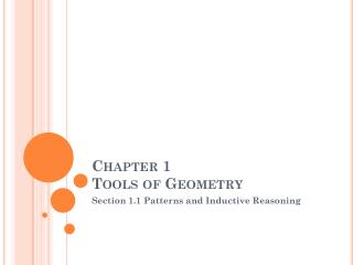 Chapter 1 Tools of Geometry