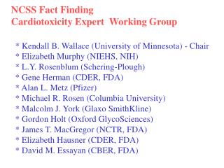 NCSS Fact Finding Cardiotoxicity Expert Working Group