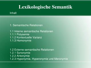 Lexikologische Semantik