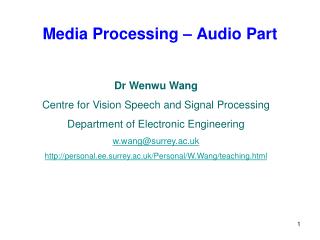 Media Processing – Audio Part