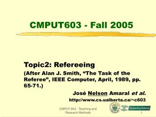 CMPUT603 - Fall 2005