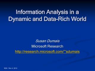 Susan Dumais Microsoft Research research.microsoft/~sdumais