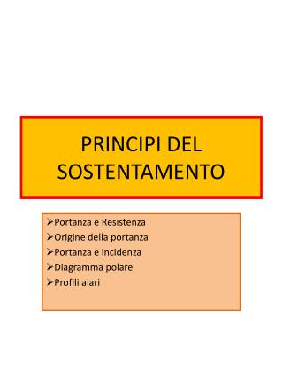 PRINCIPI DEL SOSTENTAMENTO