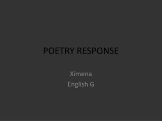 POETRY RESPONSE