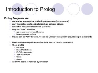 Introduction to Prolog