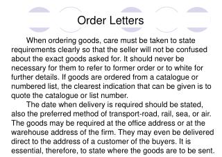 Order Letters