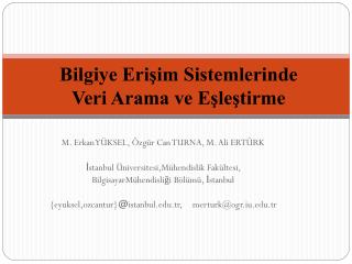 Bilgiye Erişim Sistemlerinde Veri Arama ve Eşleştirme