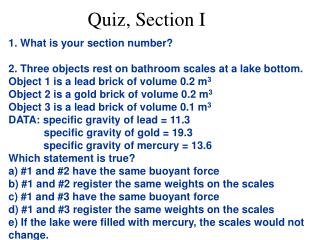 Quiz, Section I