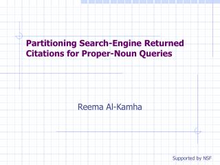 Partitioning Search-Engine Returned Citations for Proper-Noun Queries