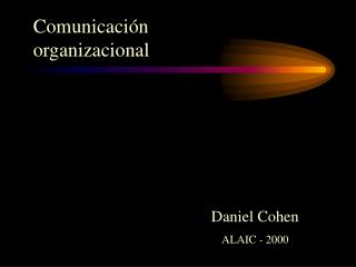 Daniel Cohen ALAIC - 2000