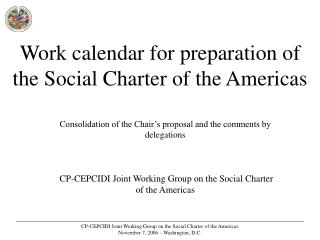 Work calendar for preparation of the Social Charter of the Americas