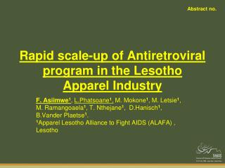 Rapid scale-up of Antiretroviral program in the Lesotho Apparel Industry