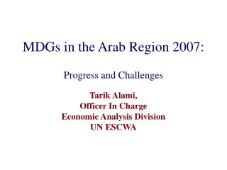 MDGs in the Arab Region 2007: