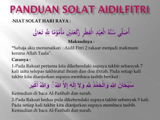 Panduan solat aidilfitri