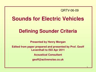 Sounds for Electric Vehicles