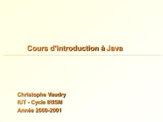 Cours d’introduction à Java