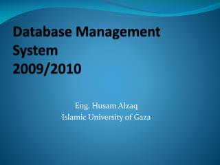 Database Management System 2009/2010