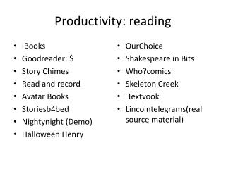 Productivity: reading
