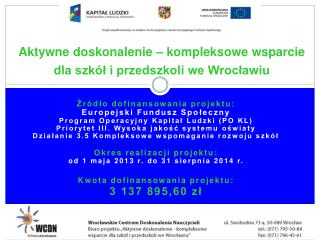 Aktywne doskonalenie – kompleksowe wsparcie dla szkół i przedszkoli we Wrocławiu
