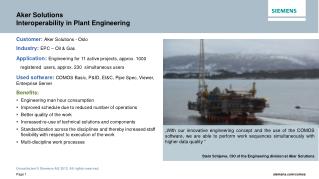 Aker Solutions Interoperability in Plant Engineering