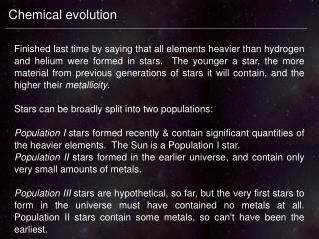 Chemical evolution